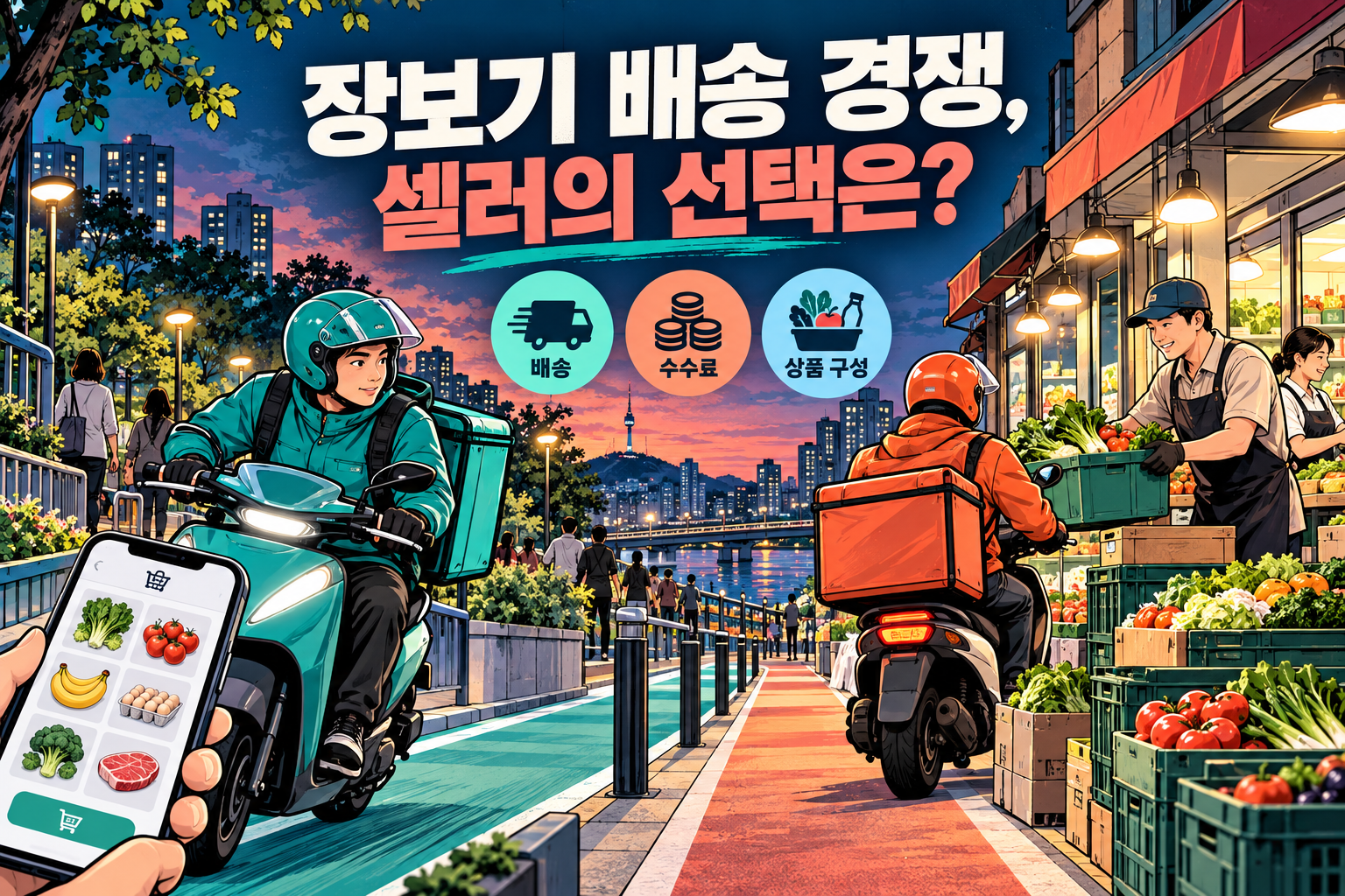 쿠팡이츠 vs 배민, '장보기' 격돌 확대 — 마트·식품 셀러는 신규 채널 검토할 때