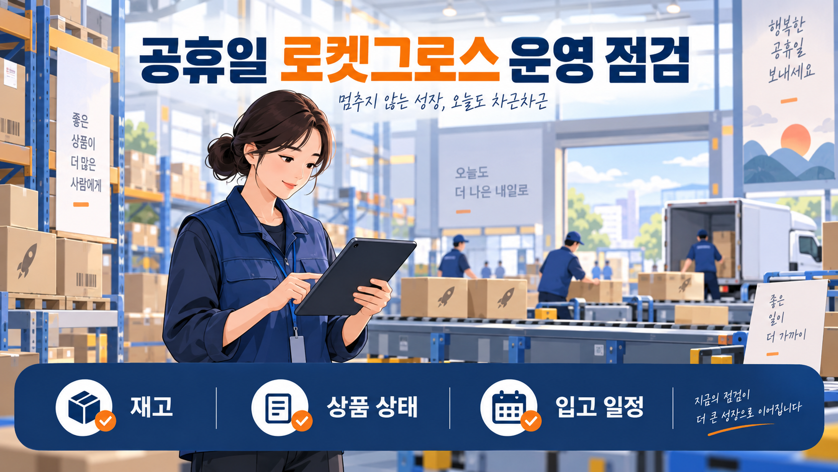 공휴일 배송 운영에 맞춰 재고·판매 상태·입고 일정을 확인하세요